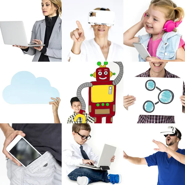Personas que utilizan dispositivos digitales — Foto de Stock