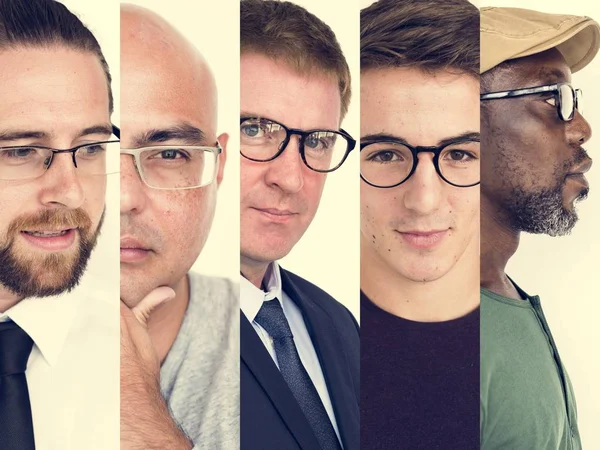 戴眼镜的多样性男人一套 — 图库照片