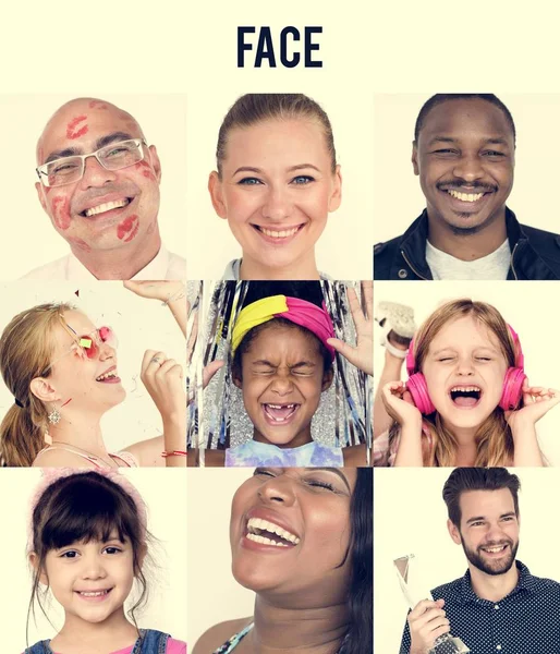 Smiling people with face expressions — Stock Photo, Image