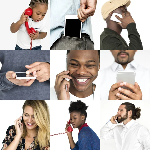 Diverse mensen met behulp van telefoon — Stockfoto