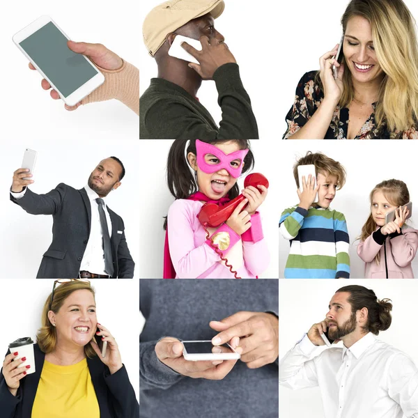 Diversas personas usando el teléfono — Foto de Stock