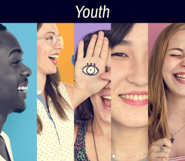 insanlar mutlu yüz ifadesi ile