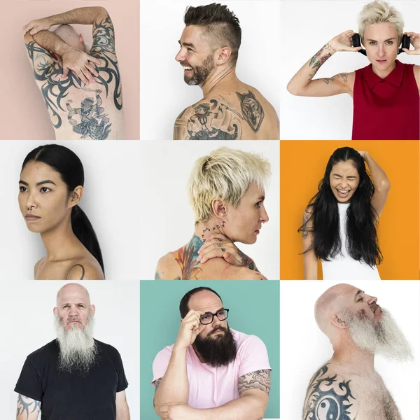 Diversiteit mensen met tatoeages — Stockfoto