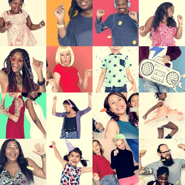 Set di Diversità Persone con Emozione Espressione — Foto Stock