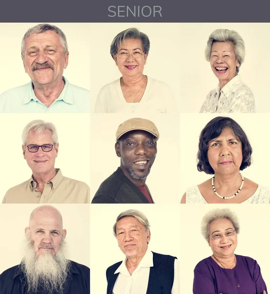 Набор пожилых людей с многообразием — стоковое фото