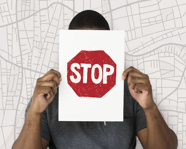 Man holding banner — Stock Photo, Image