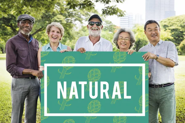 People holding informational board — Stock Photo, Image