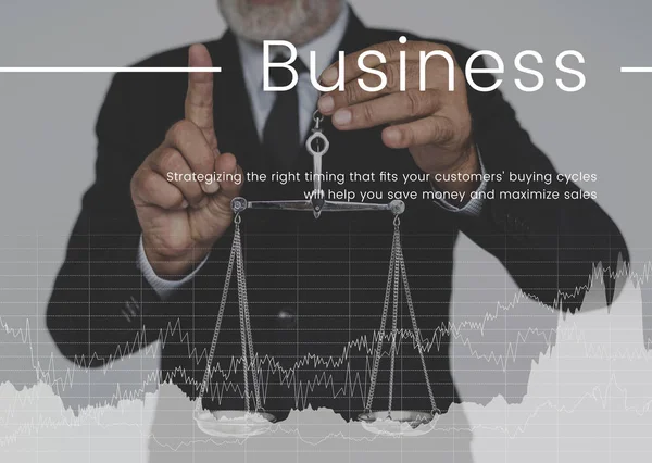 Businessman holding Balanced scale of Justice — Stock Photo, Image