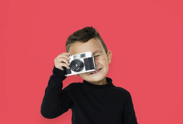 Oy holding Camera — Stock Photo, Image