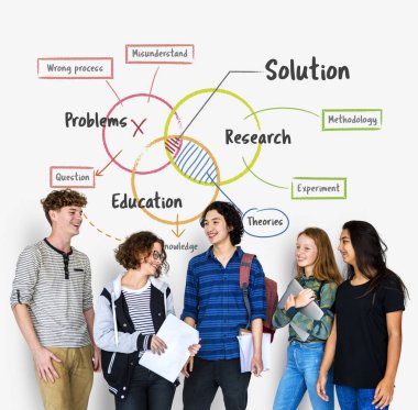  stüdyoda ayakta öğrenciler