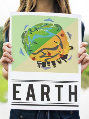 gezegen ile kadın holding banner