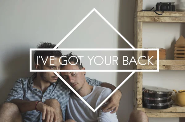 Embracing young homosexual couple — Stock Photo, Image