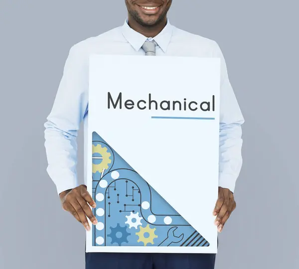 African man holding graphic banner — Stock Photo, Image