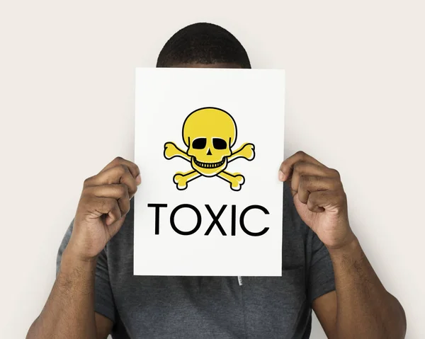 Banner de hombre con signo tóxico —  Fotos de Stock