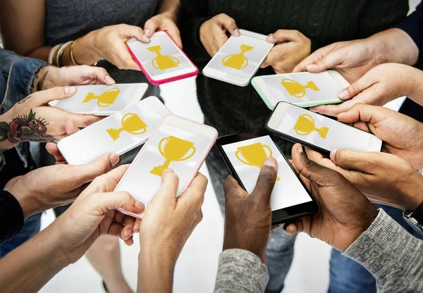 People holding mobile phones — Stock Photo, Image