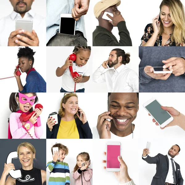 Diverse mensen met behulp van telefoon — Stockfoto