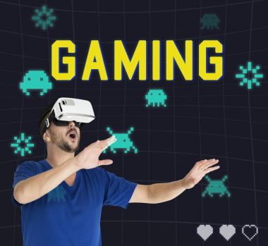 Adam visualiaing gerçeklik Gadget'ı kullanma 