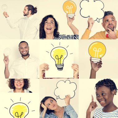 Çeşitlilik insanlarla ampulleri