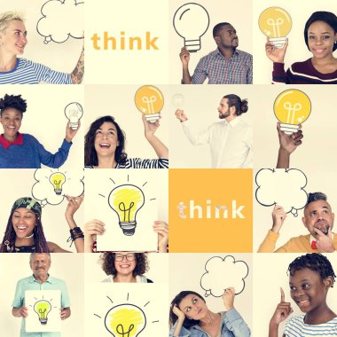 Çeşitlilik insanlarla ampulleri