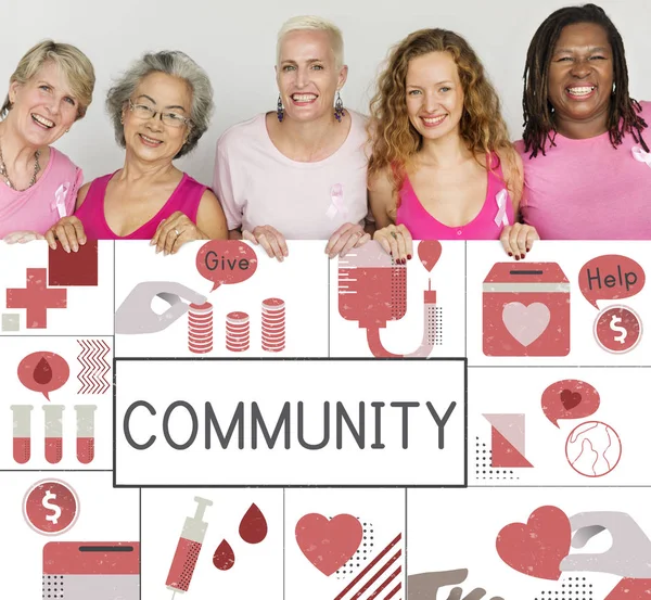 Frauen mit Plakat — Stockfoto