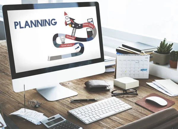 Computer screen on table — Stock Photo, Image