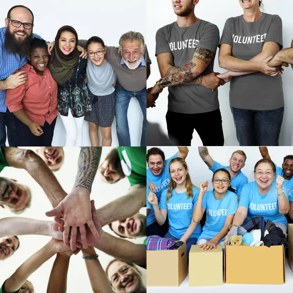 Olika personer som arbetar som volontärer — Stockfoto