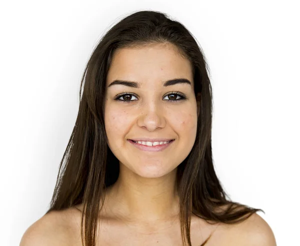 Hermosa mujer sonriente en el estudio — Foto de Stock