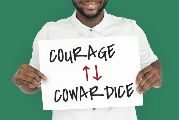 Man holding banner — Stock Photo, Image