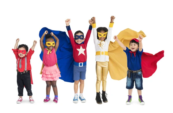 Kids in Superhero costumes — Stock Photo, Image