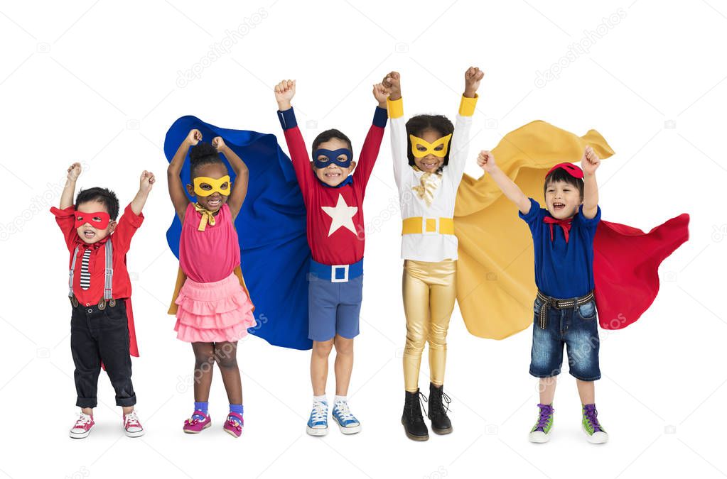 Kids in Superhero costumes