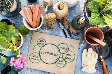 bahçe araçları ve bitkiler