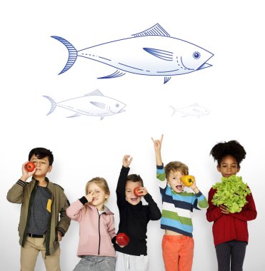 Sebze ile küçük çocuk