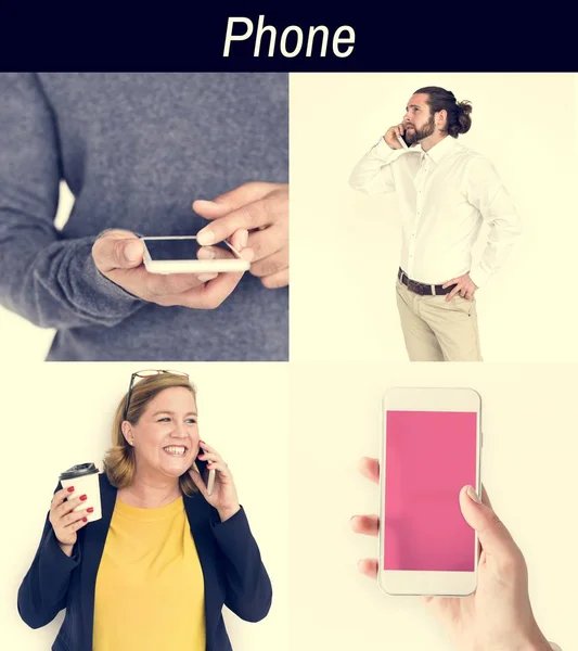 Διαφορετικών ανθρώπων χρησιμοποιώντας έξυπνα τηλέφωνα — Φωτογραφία Αρχείου