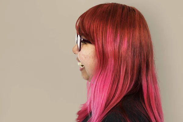 Asiatico rosa capelli donna — Foto Stock