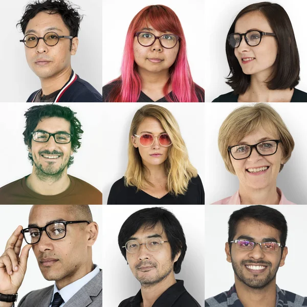 多样性那些戴眼镜的人 — 图库照片