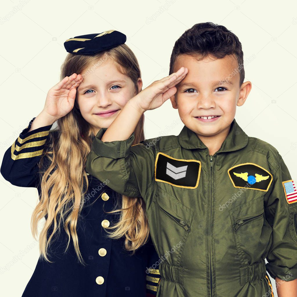 Kids in pilot uniform 