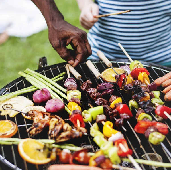 Charcoals grill with vegetables — Stock Photo, Image