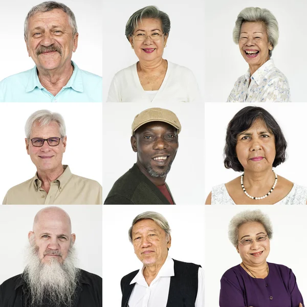 Conjunto de Diversidade Pessoas Idosas — Fotografia de Stock