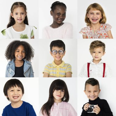 Çeşitlilik neşeli çocuklar kolaj