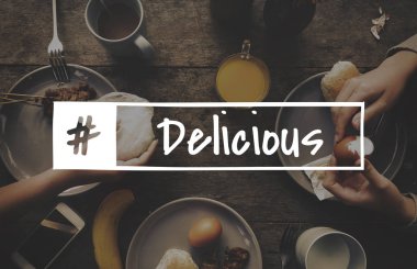 yiyecek ve insan eli ile tablo