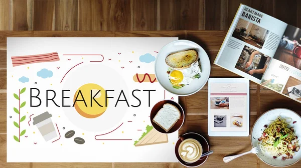 Утренний завтрак на столе — стоковое фото