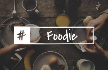 yiyecek ve insan eli ile tablo