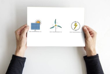 afişini holding eller