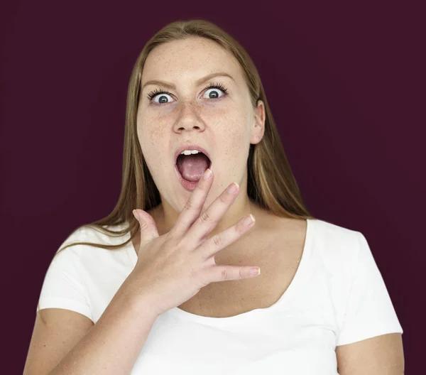 Shocked  caucasian woman — Stock Photo, Image