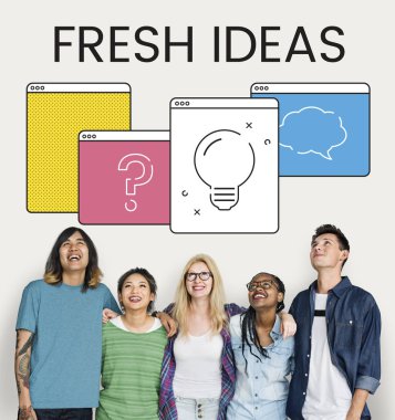 çok etnik gruptan oluşan mutlu genç arkadaşlar