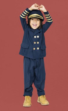 mutlu küçük çocuk Pilot kostüm