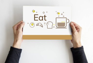 afişini holding eller