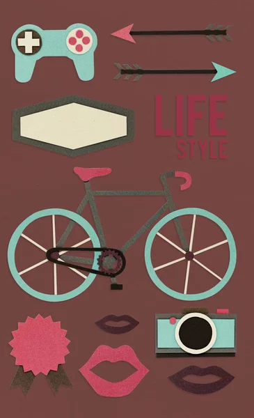 Fahrrad- und Hipster-Ikonen — Stockfoto