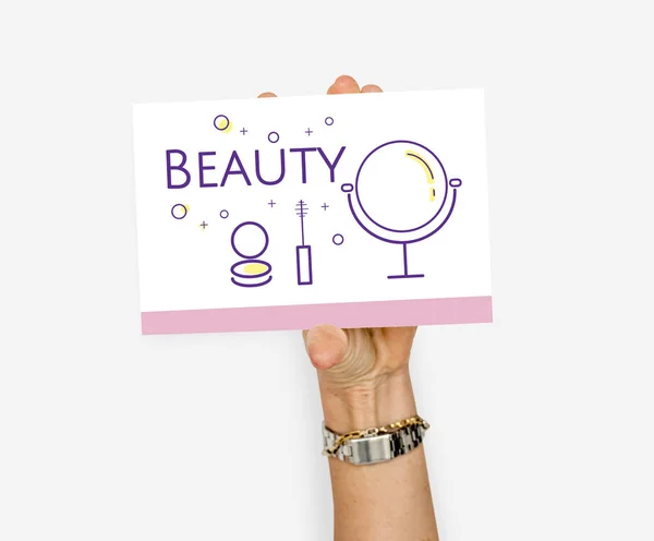 Hand holding beauty card — Stock Photo, Image