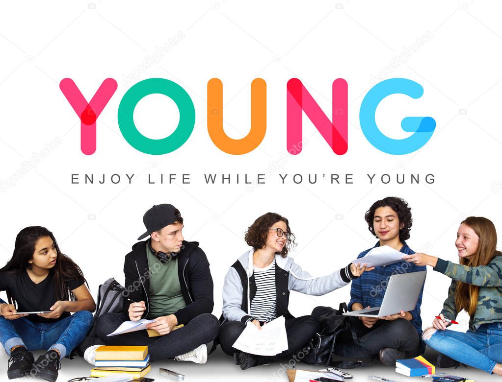 Portrait of students learning together and talking in the studio, Young Concept